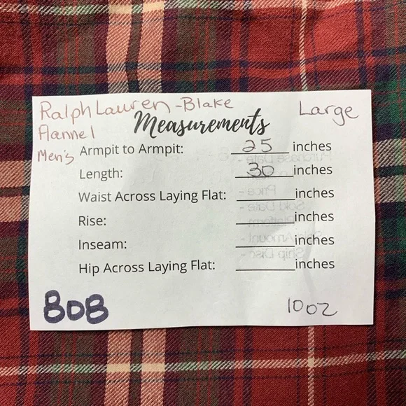 Ralph Lauren Blake 100% Cotton Red Green Plaid Shirt Button Down  - Large - Picture 6 of 6